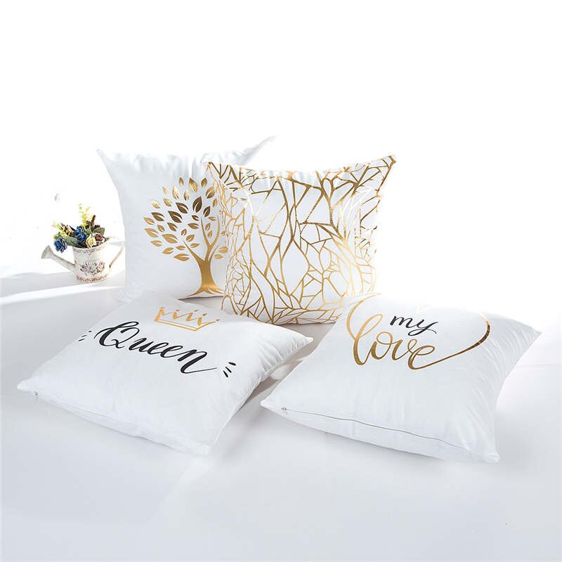  ȣ  μ  Ŀ  㸮   Ŀ Ȩ /Gold Foil Printing pillow cover Sofa Waist Throw Cushion Cover Home Decor